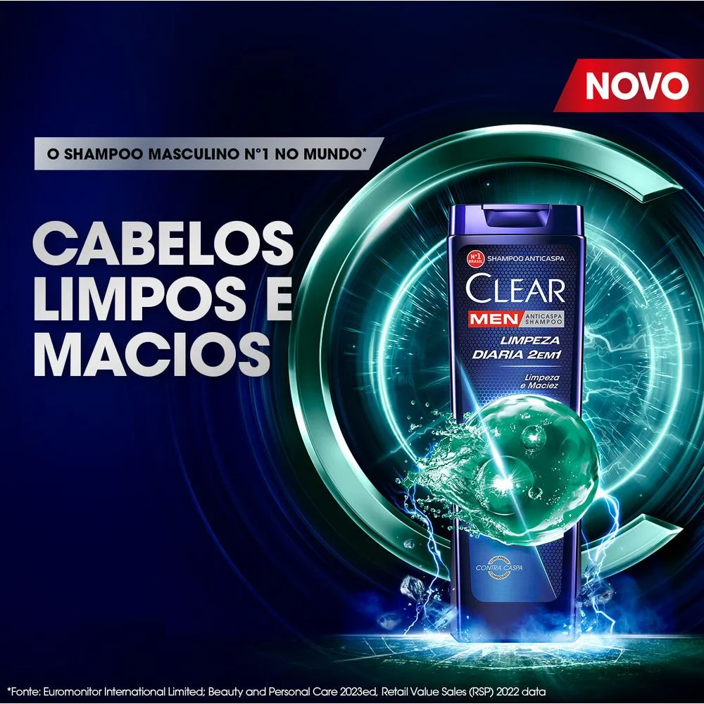 Shampoo Anticaspa Clear Men Limpeza Diária 2 em 1 200ml — foto 5