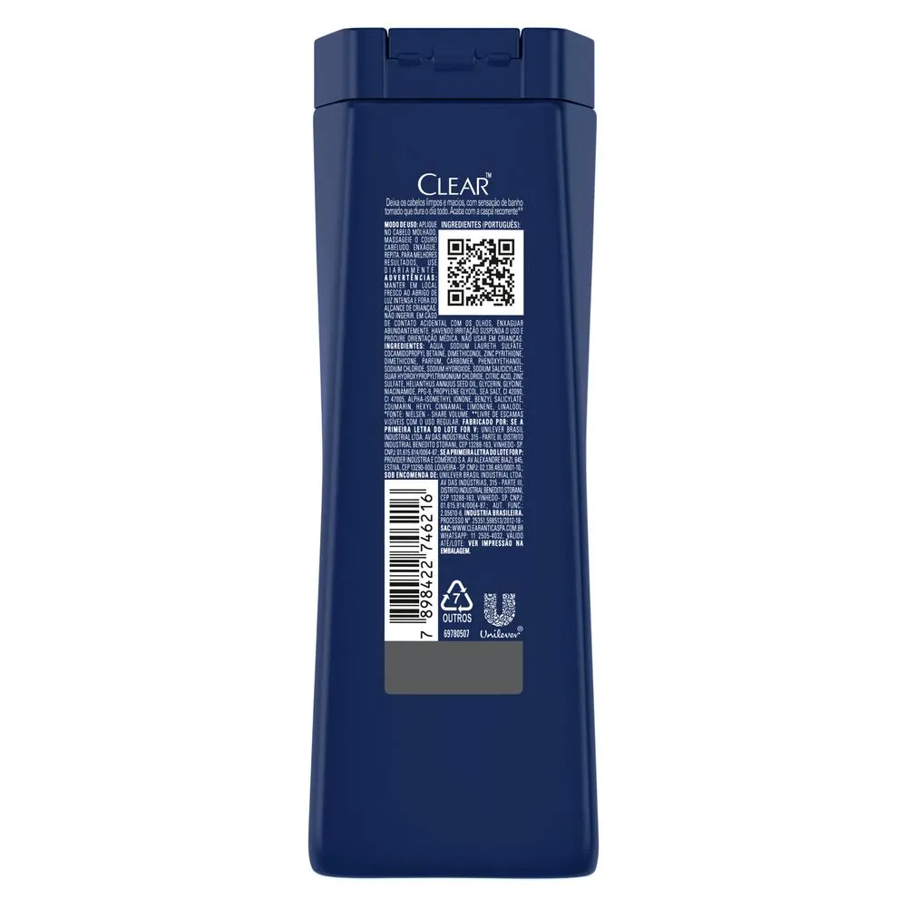 Shampoo Anticaspa Clear Men Limpeza Diária 2 em 1 200ml — foto 2