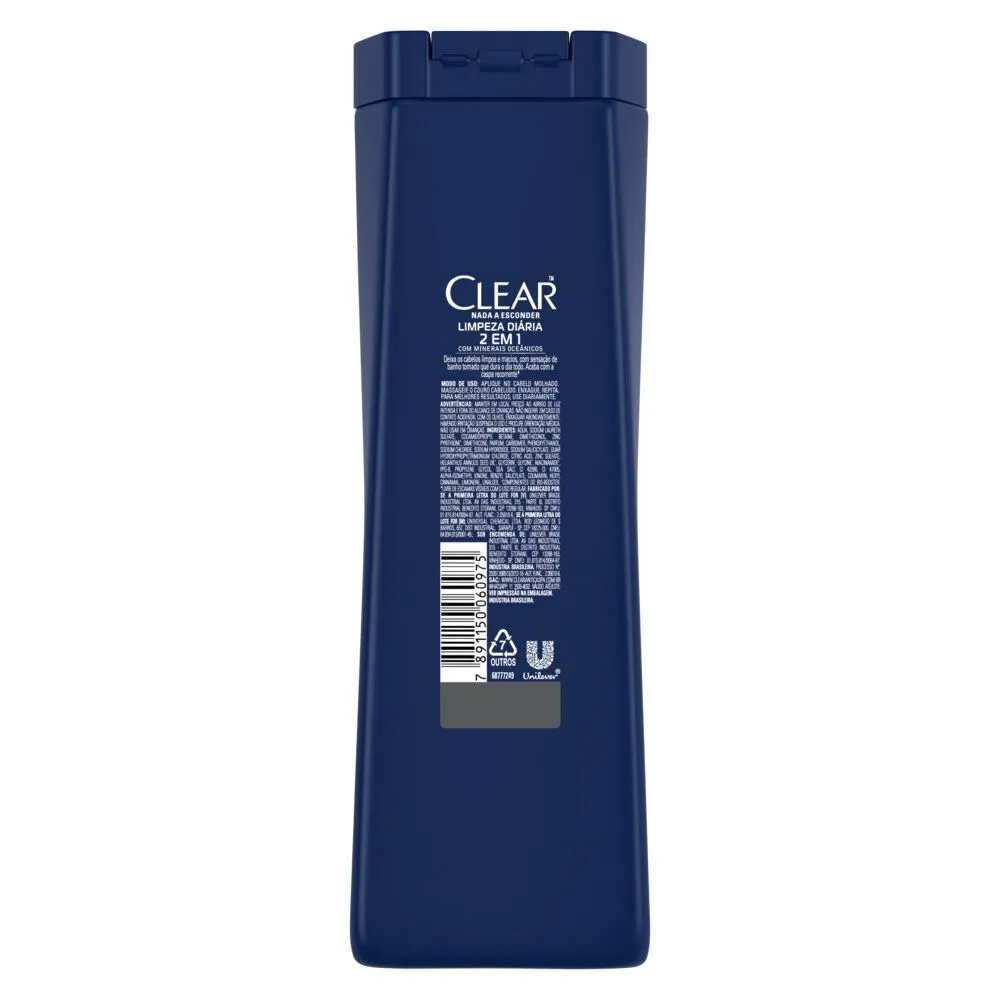 Shampoo Anticaspa Clear Men Limpeza Diária 2 em 1 400ml — foto 3
