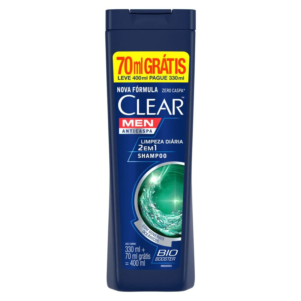 Shampoo Anticaspa Clear Men Limpeza Diária 2 em 1 400ml — foto 2