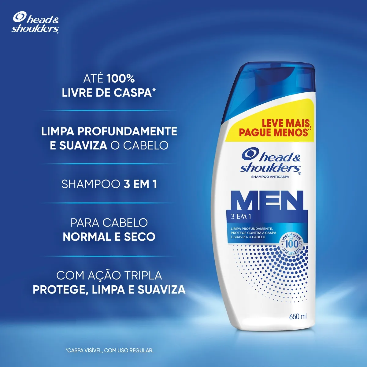 Shampoo Anticaspa Head & Shoulders Men 3 em 1 650ml — foto 3