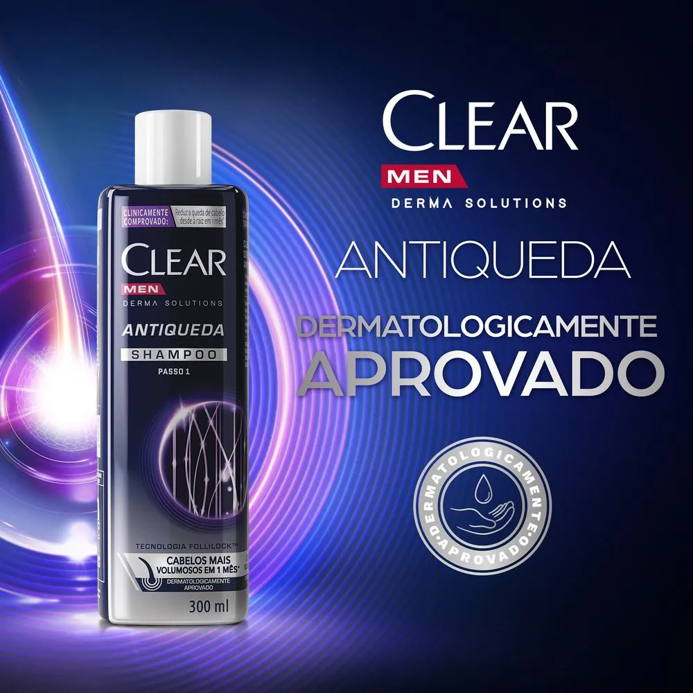 Shampoo Clear Men Derma Solutions Antiqueda Passo 1 300ml — foto 2