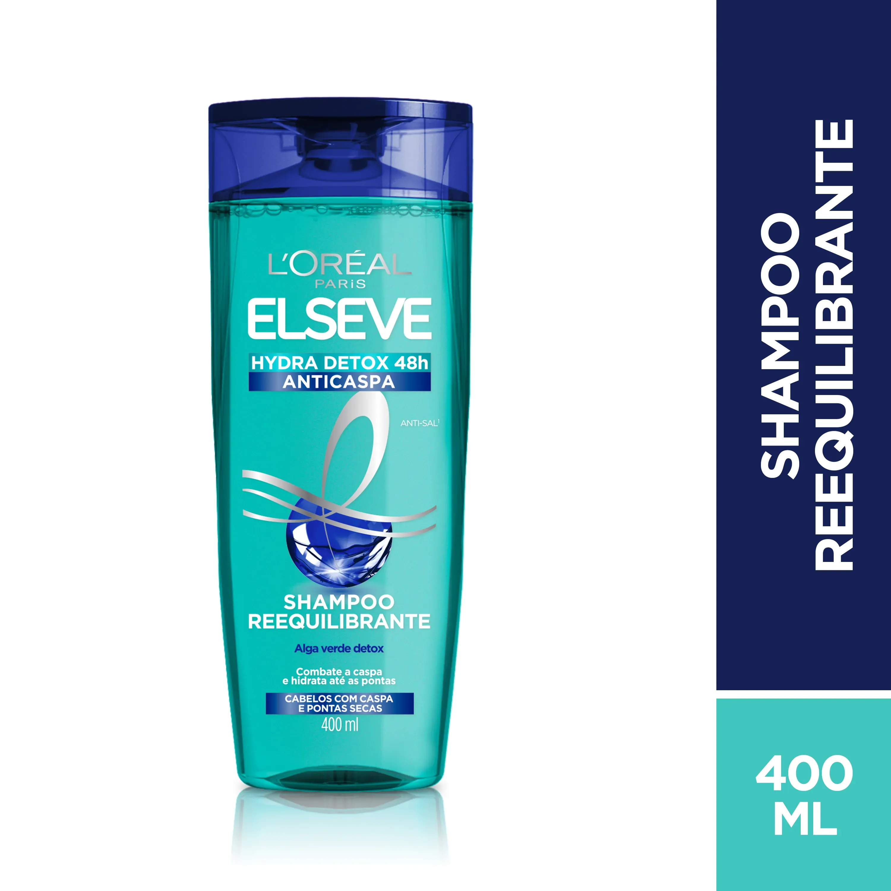 Shampoo Elseve Hydra Detox 48h Anticaspa Reequilibrante 400ml
