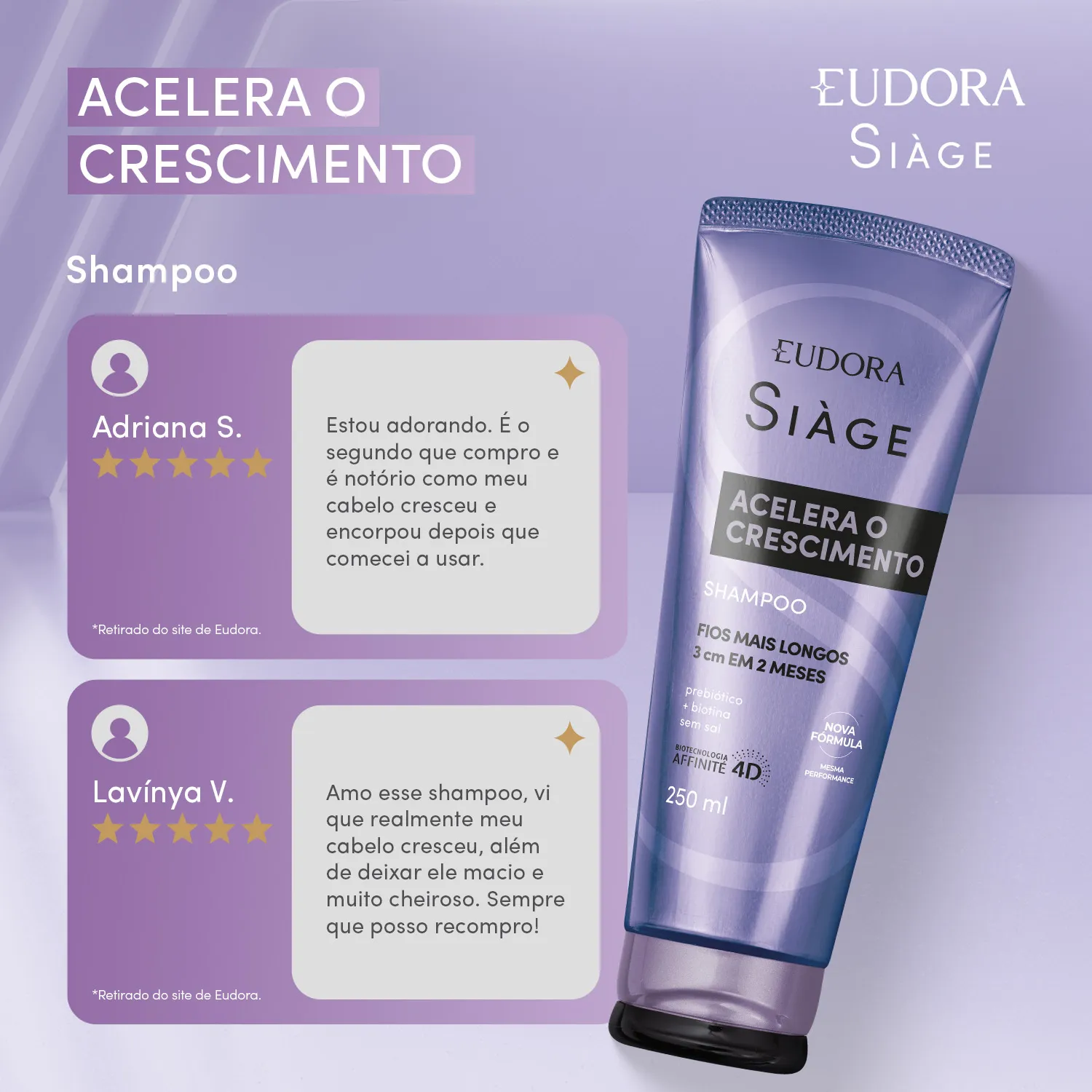 Shampoo Eudora Siàge Acelera o Crescimento 250ml — foto 3