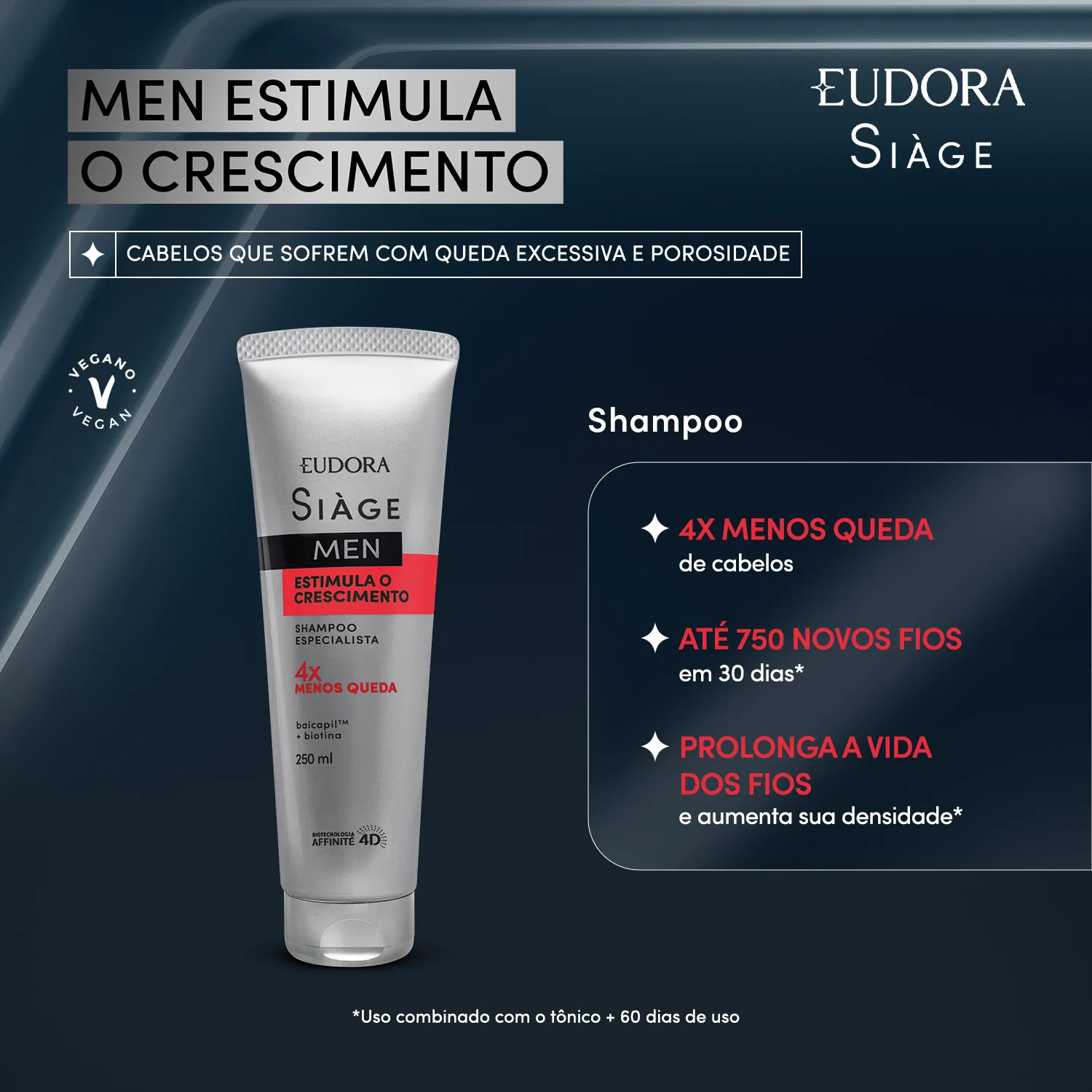 Shampoo Eudora Siàge Men Estimula o Crescimento 250ml — foto 2