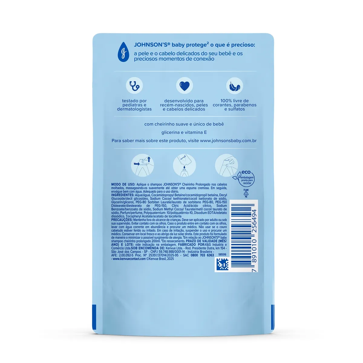 Shampoo Infantil Johnson's Baby Cheirinho Prolongado Refil 180ml — foto 2