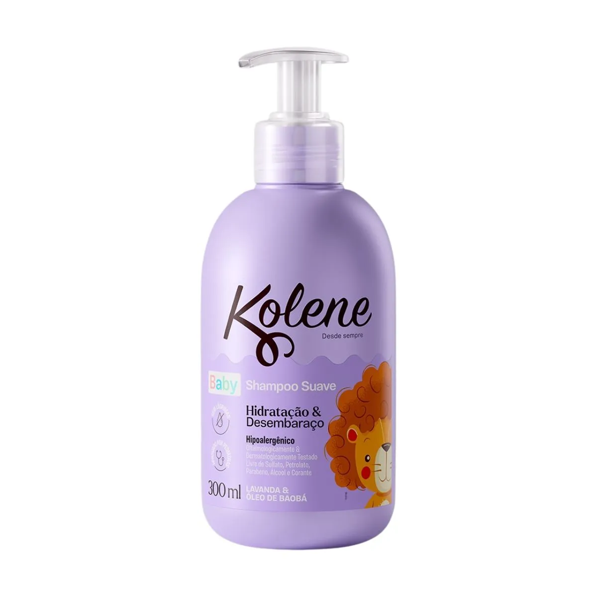 Shampoo Kolene Baby Suave Lavanda Óleo De Baobá Hidratação Desembaraço Frasco 300ml