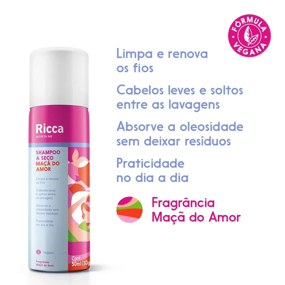 Shampoo Ricca A Seco Maçã Do Amor 50ml — foto 2