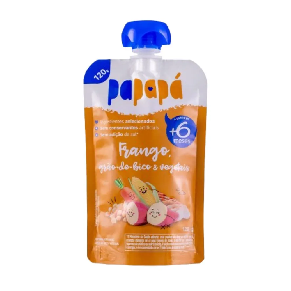 Sopinha Infantil Papapá Sabor Frango Grão-de-Bico e Vegetais +6 meses 120g