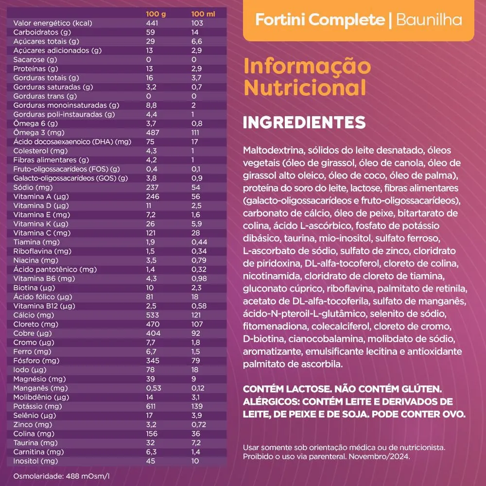 Suplemento Alimentar Infantil Fortini Complete Sabor Baunilha 800g — foto 3