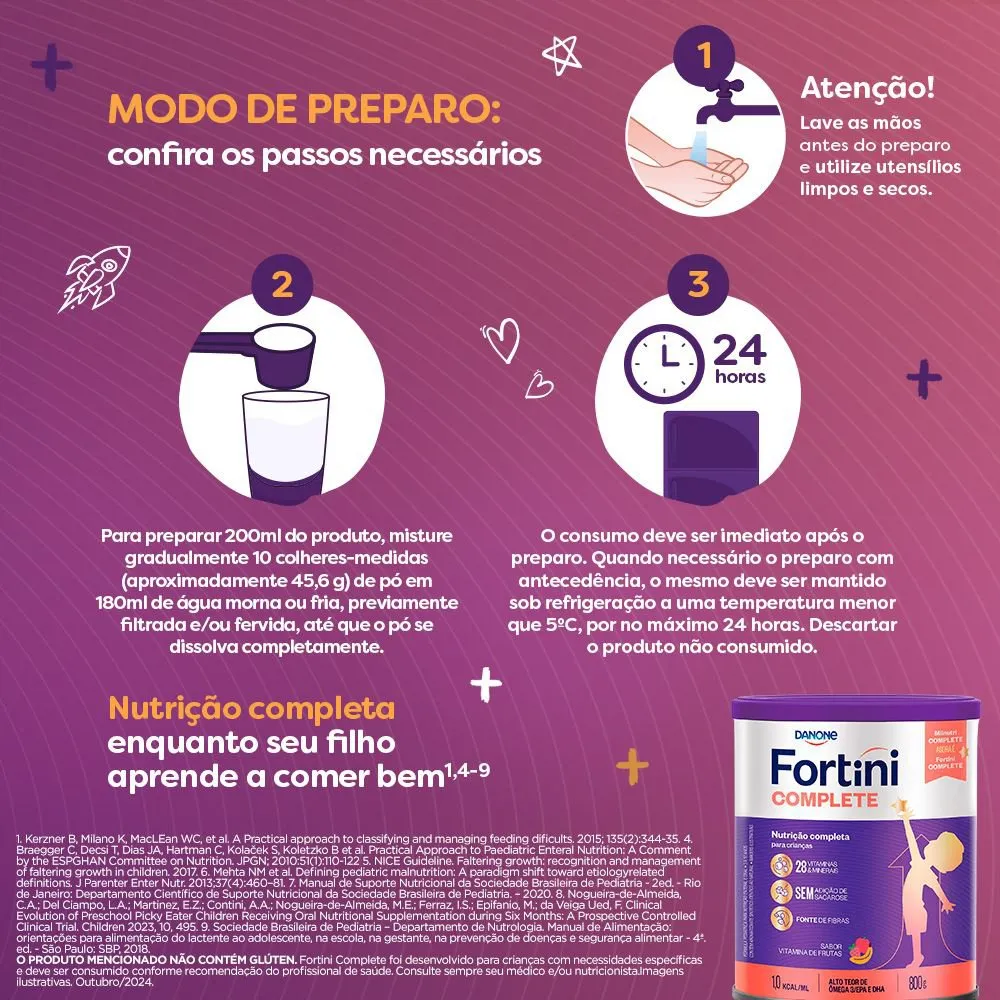 Suplemento Alimentar Infantil Fortini Complete Sabor Vitamina de Frutas 800g — foto 6