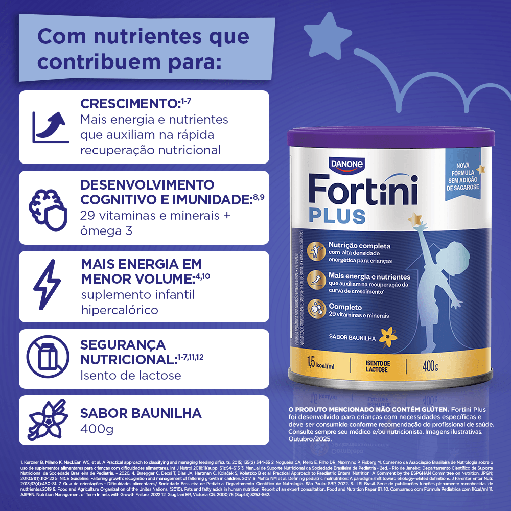 Suplemento Alimentar Infantil Fortini Plus Sabor Baunilha 400g — foto 6