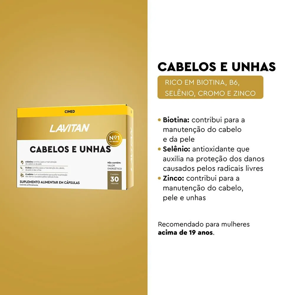 Suplemento Alimentar Lavitan Cabelos E Unhas 30 Cápsulas — foto 3