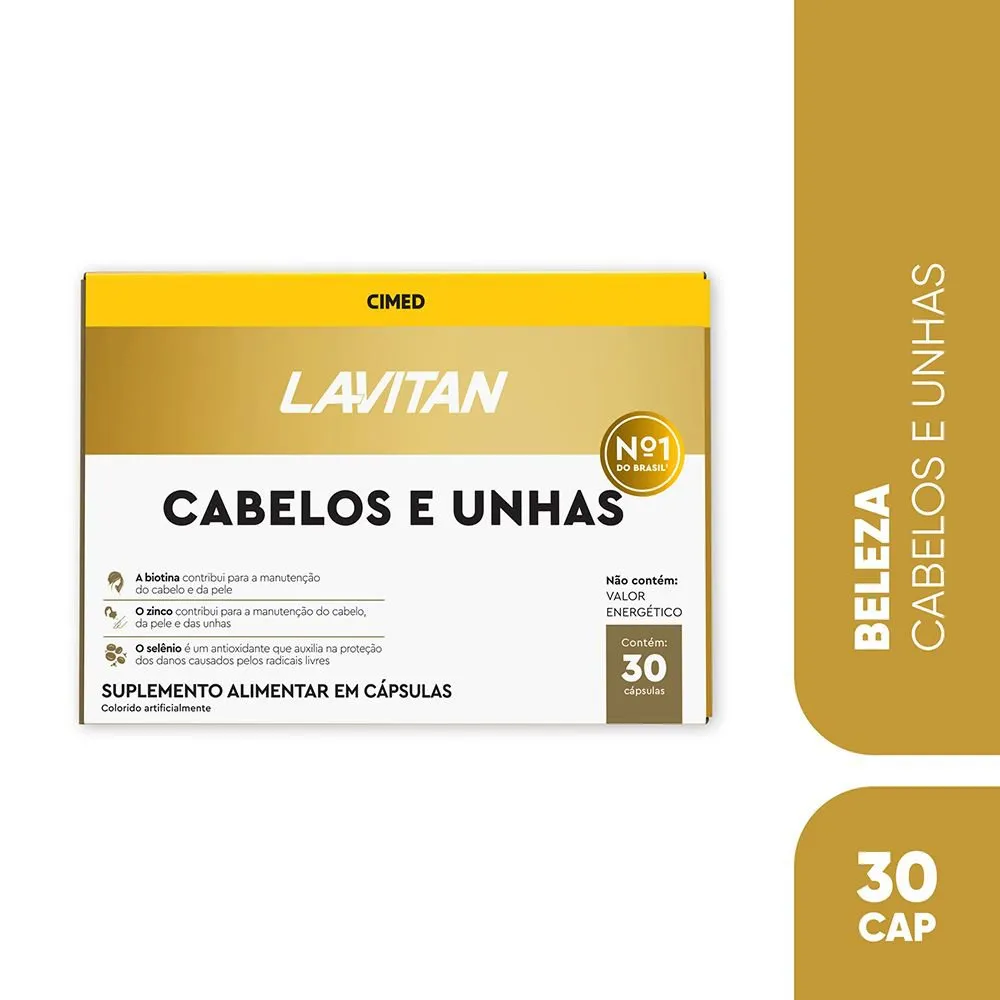 Suplemento Alimentar Lavitan Cabelos E Unhas 30 Cápsulas