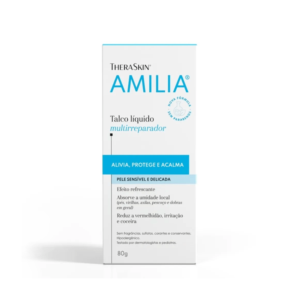 Talco Líquido Infantil Amilia Hipoalergênico Sem Perfume 80g — foto 2