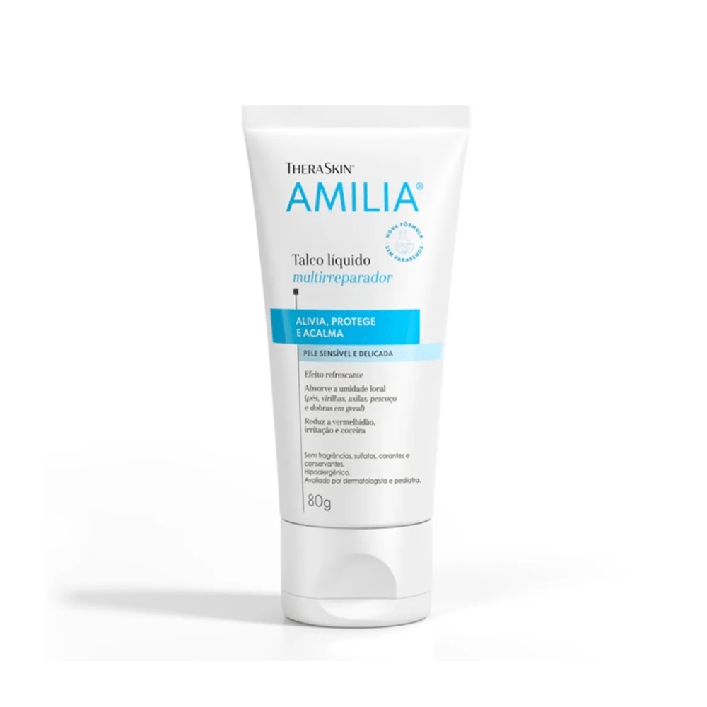 Talco Líquido Infantil Amilia Hipoalergênico Sem Perfume 80g — foto 3