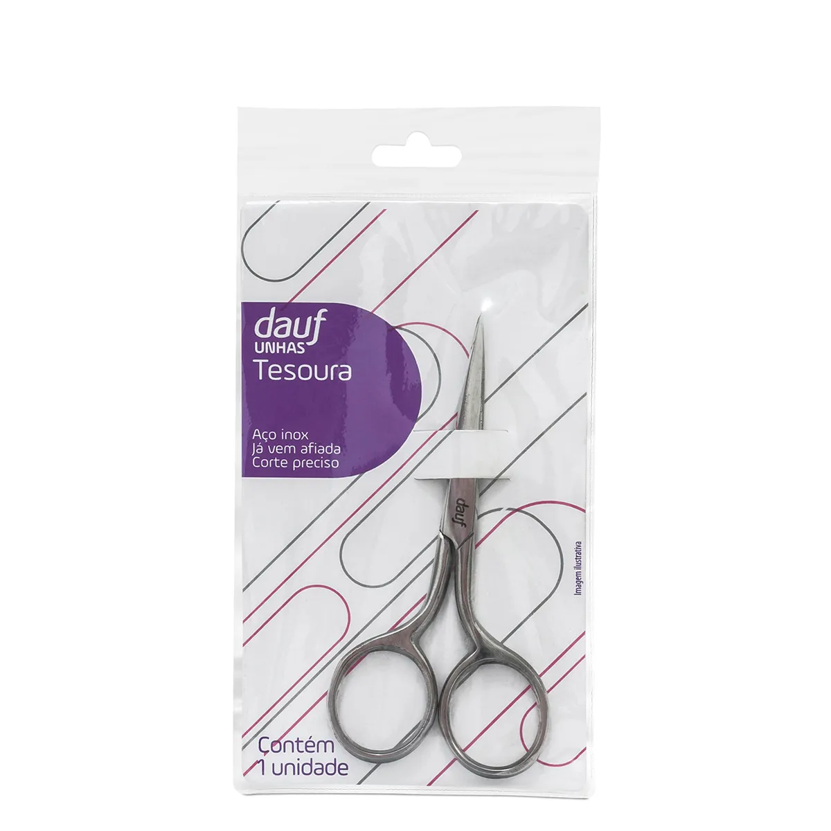 Tesoura Dauf Unha Reta Inox 1 Unidade