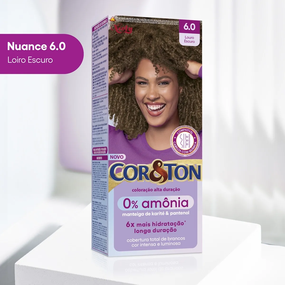 Tintura Cor&Ton Niely 0% Amônia 6.0 Louro Escuro