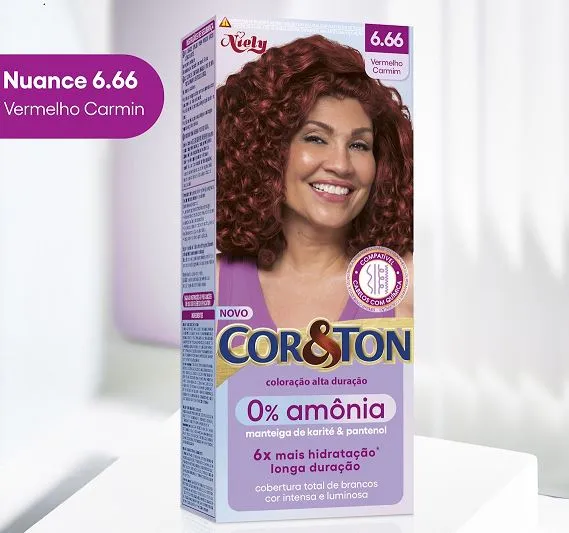 Tintura Cor&Ton Niely 0% Amônia 6.66 Vermelho Carmim