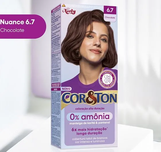 Tintura Cor&Ton Niely 0% Amônia 6.7 Chocolate