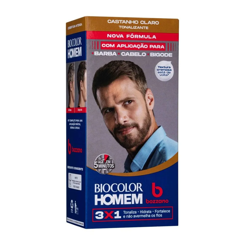 Tintura Tonalizante Biocolor Homem Bozzano Castanho Claro