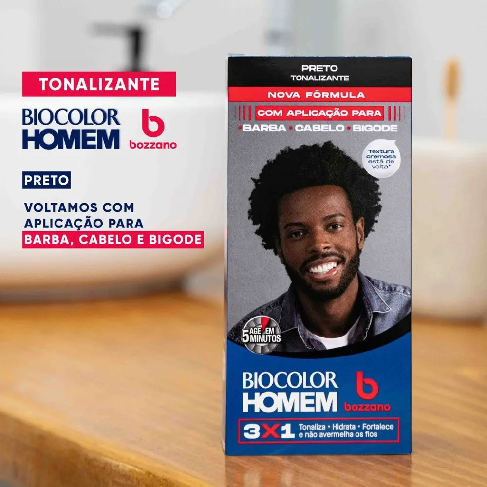 Tintura Tonalizante Biocolor Homem Bozzano Preto — foto 2