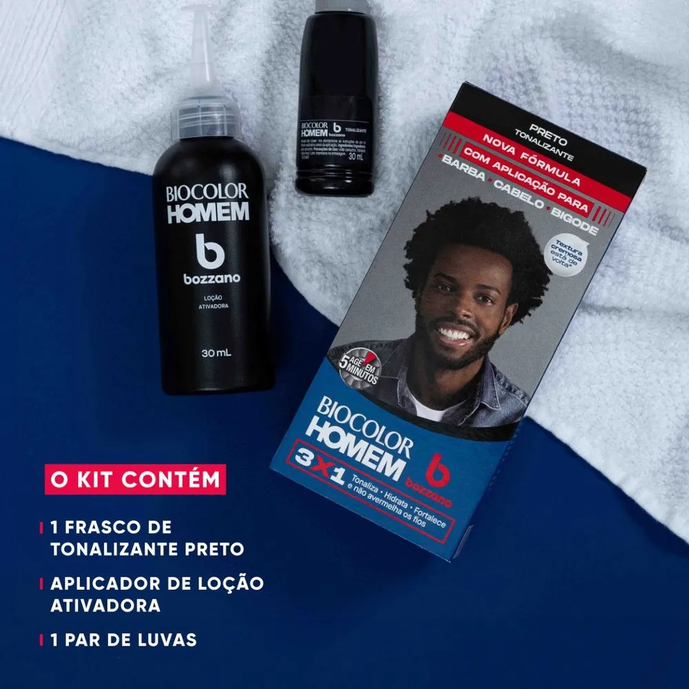 Tintura Tonalizante Biocolor Homem Bozzano Preto — foto 3
