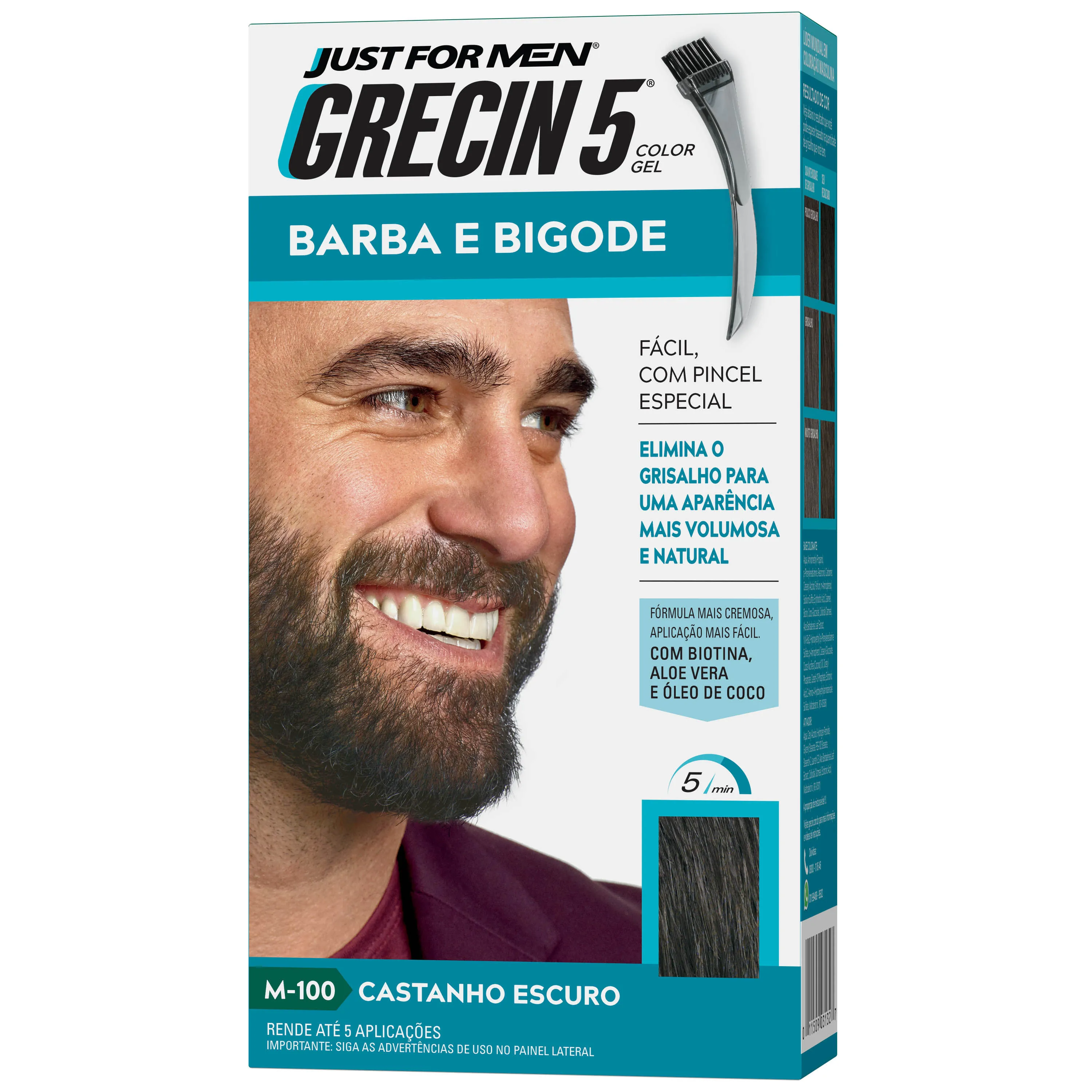 Tintura Tonalizante Grecin 5 Barba e Bigode Castanho Escuro
