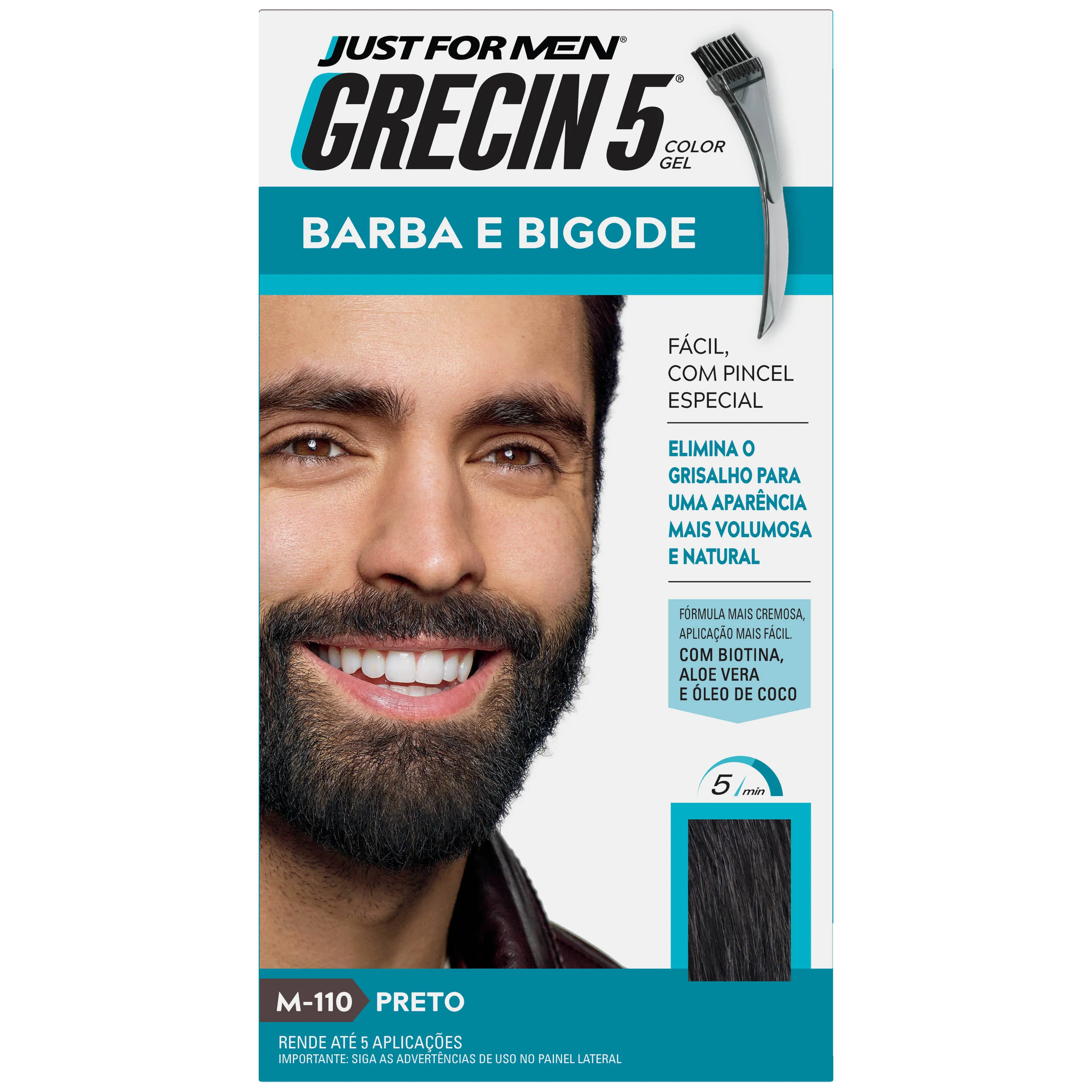 Tintura Tonalizante Grecin 5 Barba e Bigode Preto