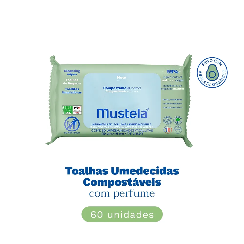 Toalhas Umedecidas Mustela Compostáveis Perfumadas 60 Unidades — foto 2