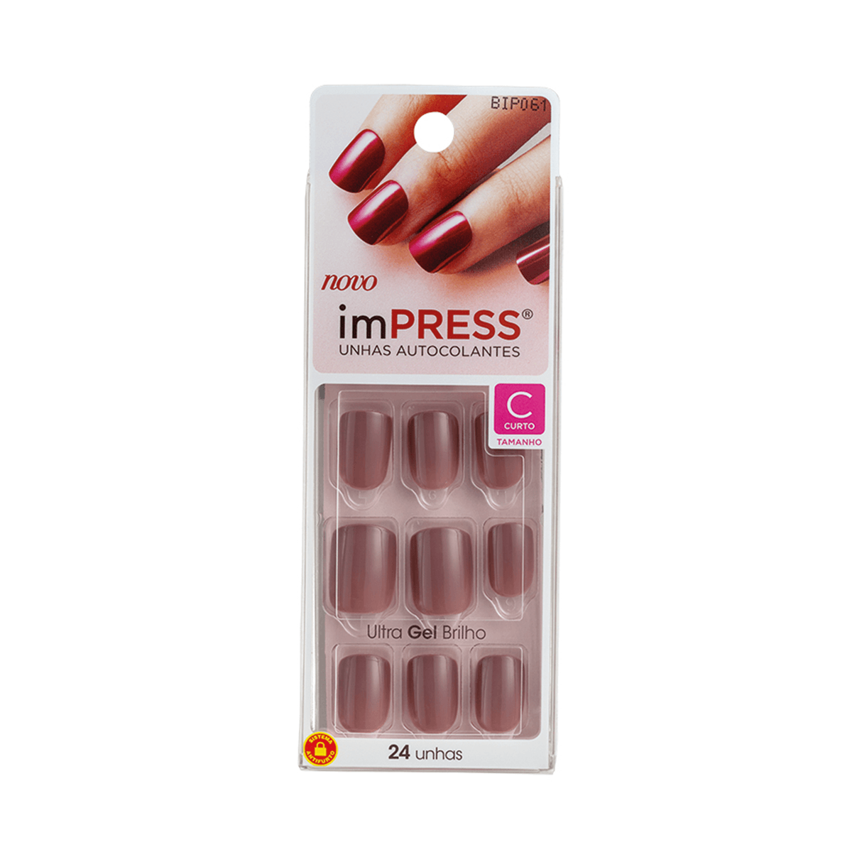 Unhas Postiças Kiss New York Impress Autocolante Curto Summer Nude 24 Unidades