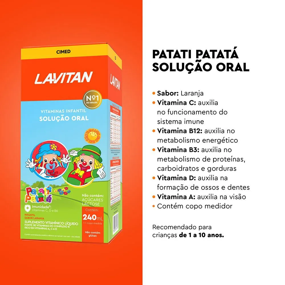 Vitamina Infantil Lavitan Solução Oral Laranja Patati Patatá 240ML — foto 2