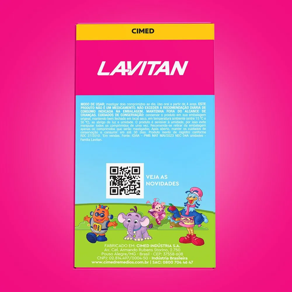 Vitamina Infantil Mastigável Tutti-Frutti Lavitan Patati Patatá 60 Comprimidos — foto 2